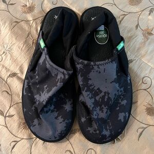 Sanuk Yoga Sling Cruz Camo Black Gray Sandals Sz 7 Women New